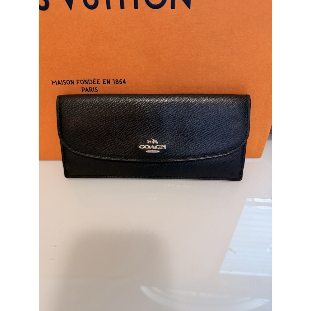 Coach Black Leather Long Wallet
